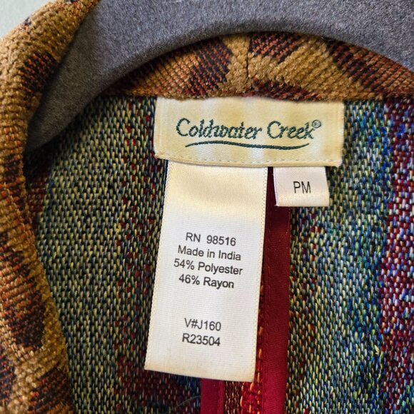 Vintage Coldwater Creek Patchwork Open Jacket Southwestern Leopard Tapestry PM - Picture 3 of 9